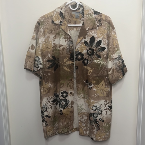 Andros Men Vintage Hawaiian 100% Silk Button Down Shirt Size Medium - Picture 10 of 11